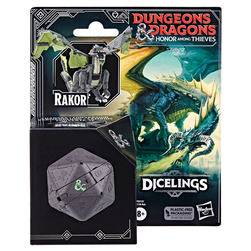 Dungeons & Dragons Honor Among Thieves D&D Dicelings Black Dragon Rakor Collectible D&D Monster Dice Converting Giant d20 Action Figures Role Playing Dice