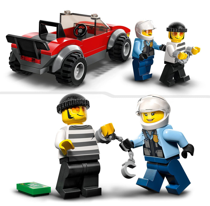LEGO City Police Bike Car Chase Toy with Racing Vehicle & Motorbike Toys for 5 Plus Year Olds, Kids Gift Idea, Set featuring 2 Officer Minifigures 60392