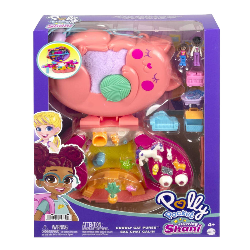 Polly Pocket Starring Shani Cuddly Cat Purse, Pet Vet Theme with 2 Micro Dolls & 18 Accessories, Pop & Swap Peg Feature, Great Gift for Ages 4 Years Old & Up, HGT16 - Gift Guide