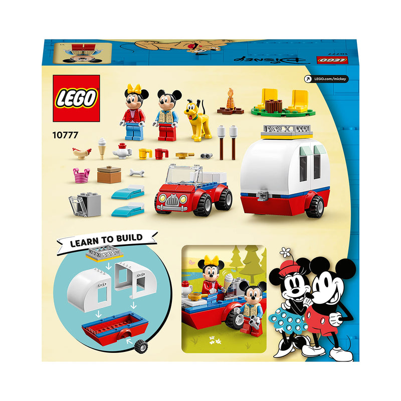 LEGO 10777 Disney Mickey Mouse and Minnie Mouse's Camping Trip Building Toy with Camper Van, Car & Pluto Figure, for Kids 4 Plus Years Old