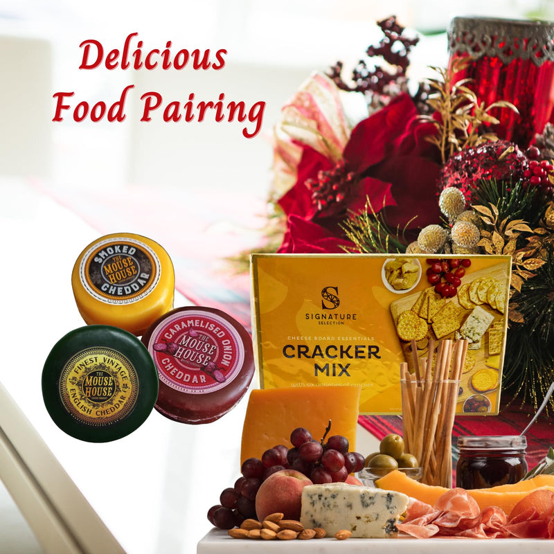 Cheese Hampers Gift Set - 3x Cheese Truckle Selection, Chutney, Cheese Crackers & Christmas Card - Cheese Gift Set, Cheeseboard Gift Set, Christmas Hamper, Cheese Hampers for Men, Cheese Selection Box - Gift Guide