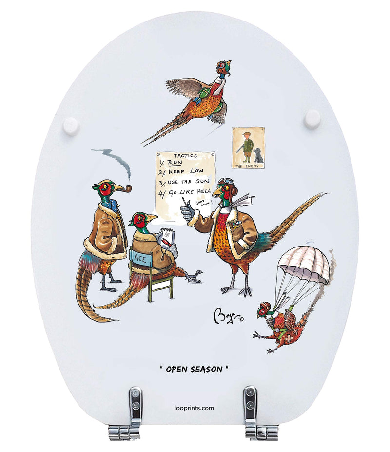 Top & Bottom Fixing Soft Close Toilet seat | The Veteran Pheasant (Shooting) by Bryn Parry | Bathroom Decor | Home Decor | Gifts for Dad & Grandad. New Home Gifts - Funny Novelty Toilet Seats.