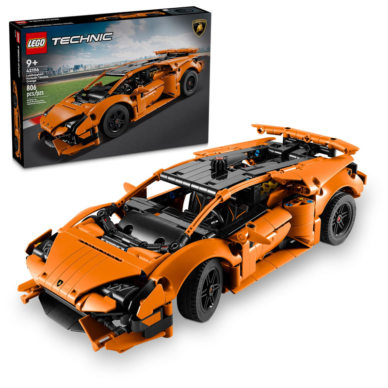 LEGO Technic Lamborghini Huracán Tecnica Orange Toy Cars - Building Toys for Kids, Boys & Girls, Ages 9+ - Lamborghini Toy Car W/ V10 Engine & Steering - Gift Ideas for Birthdays - 42196