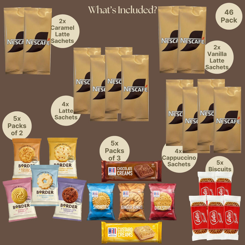 Instant Coffee Gift Set Hamper with Morning Coffee Biscuits–46x Item Coffee Selection Gift Set for Coffee Lovers | Coffee Hamper with Biscoff Biscuits, Border Biscuits, Hill Biscuits - Gift Guide