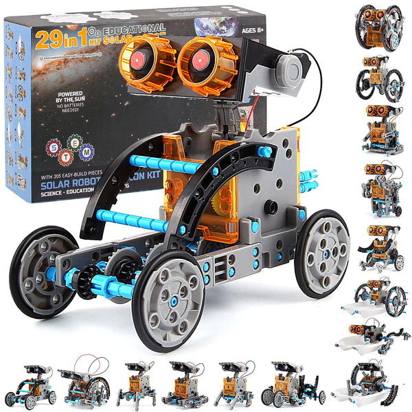 LGMCF STEM 29-in-1 Solar Robot Toys Educational Science Kit for Kids DIY Building Toy Engineering Experiment kits 205 Pcs Solar & Cell Powered Dual Drive Motor Gifts for Age 8-12 Year Old Boys Girls - Gift Guide