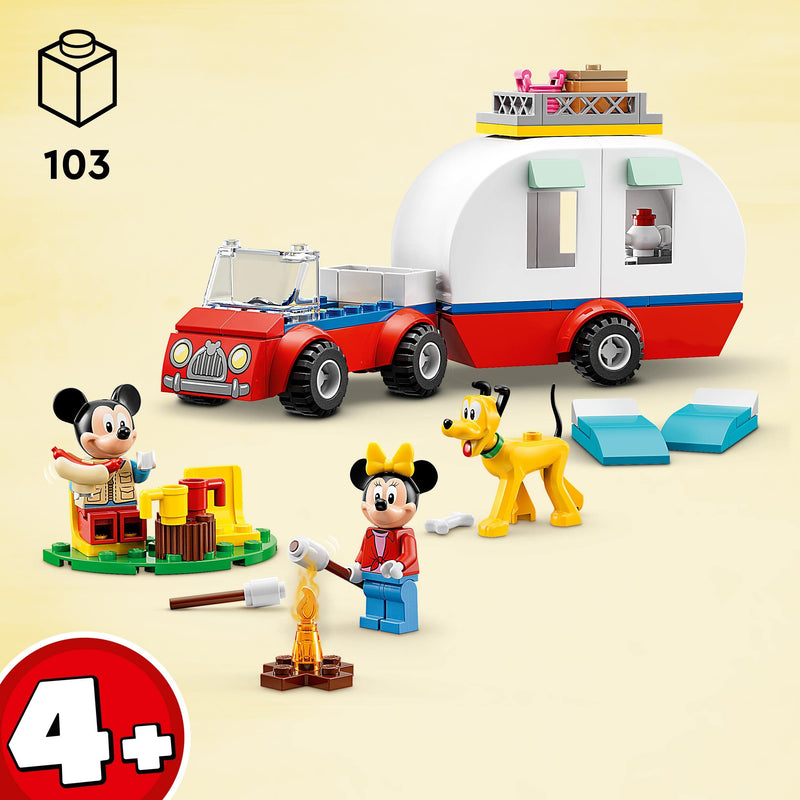 LEGO 10777 Disney Mickey Mouse and Minnie Mouse's Camping Trip Building Toy with Camper Van, Car & Pluto Figure, for Kids 4 Plus Years Old