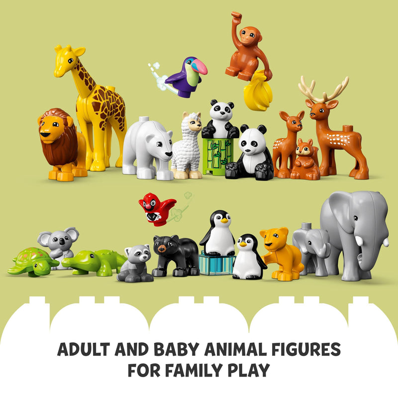 LEGO DUPLO Wild Animals of the World Toy with 22 Animal Figures, Sounds and World Map Playmat, Educational Gifts for Toddlers, Kids, Girls & Boys Aged 2-5 Year Old 10975