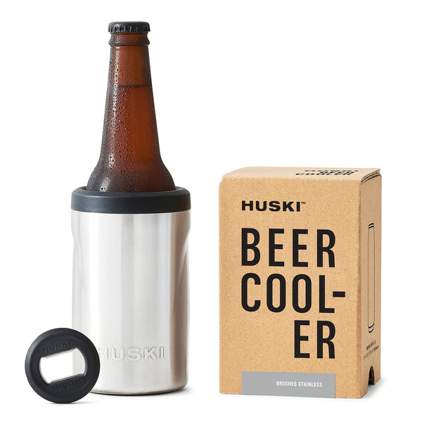 Huski Beer Cooler 2.0 | New | Premium Can and Bottle Holder | Triple Insulated Marine Grade Stainless Steel | Detachable 3-in-1 Opener | Works as a Tumbler | Best Gifts for Beer Lovers (Stainless) - Gift Guide