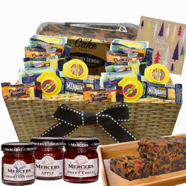 Cheese Hampers Gift Set - 24 Pcs Ilchester Cheese Selection, 3x Chutney and 500g Fruit Cake - Cheese and Chutney Gift Sets, Food Hampers & Gourmet Gifts, Cheese Gifts for Women & Men - Gift Guide