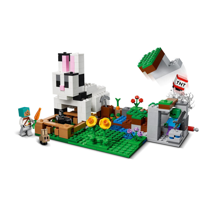 LEGO 21181 Minecraft The Rabbit Ranch House Farm Set, Animals Toy Kids, Boys And Girls Age 8 Plus With Tamer And Zombie Figures