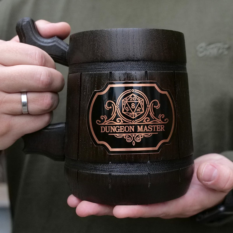 Dungeon Master Mug. Gamer Mug. Wooden Beer Tankard Made in Ukraine. Gift for Boyfriend. Wood Stein Dungeons and Dragons Mug. Wooden Mug. D&D Tankard. Geek Gift for Gamer/for Him. 0.6L 22 ounces