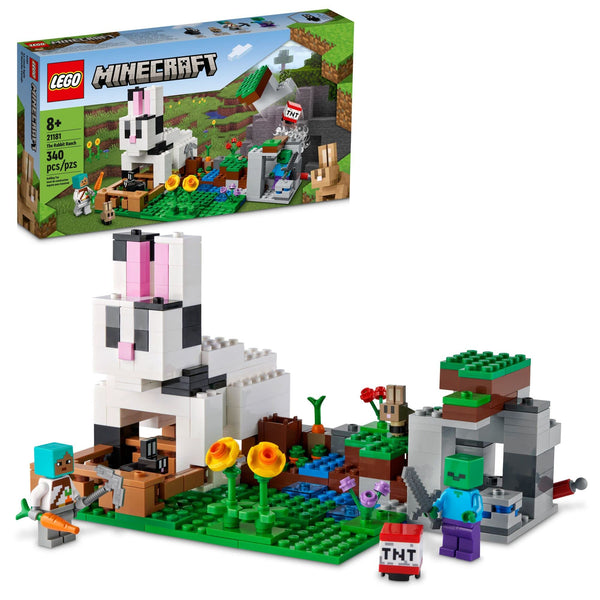 LEGO Minecraft The Rabbit Ranch 21181 Building Kit; Toy Bunny House Playset; Gift for Kids and Players Aged 8+ (340 Pieces)