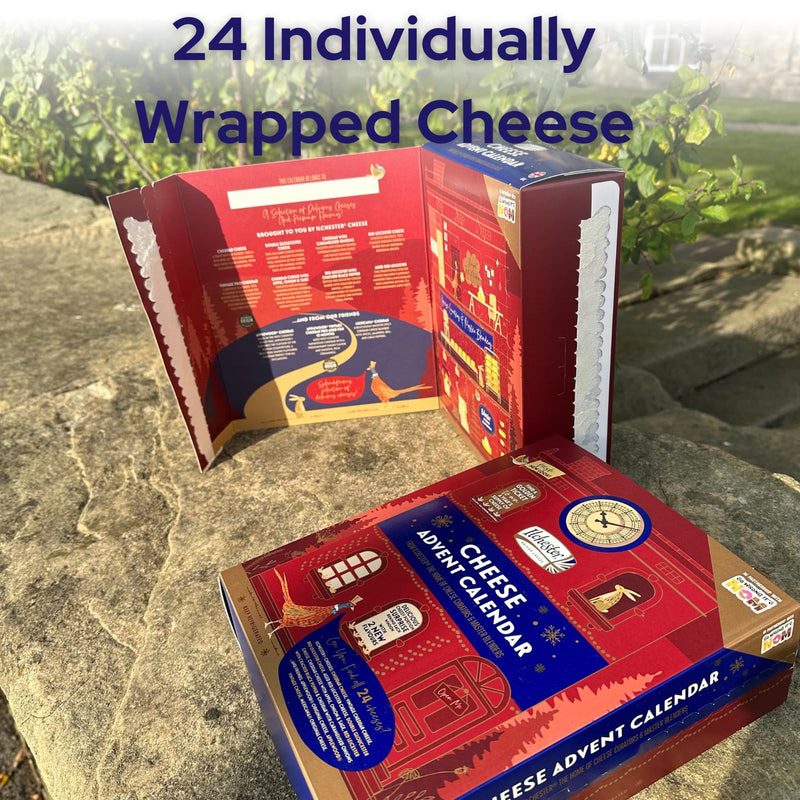 Ilchester Cheese Advent Calendar 2024, Chutney and Christmas Card - World's First Cheese Advent, 24 Individually Wrapped Cheese Selection - Cheese Gifts, Chutney Gift Sets, Unique Food Advent Calendar - Gift Guide
