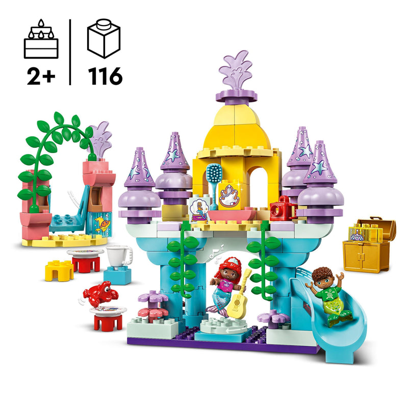 LEGO DUPLO | Disney Ariel’s Magical Underwater Palace, The Little Mermaid Building Toy for 2 Plus Year Old Toddlers, Girls & Boys, Castle Set with Figures, Educational Learning Toys, Gift Idea 10435