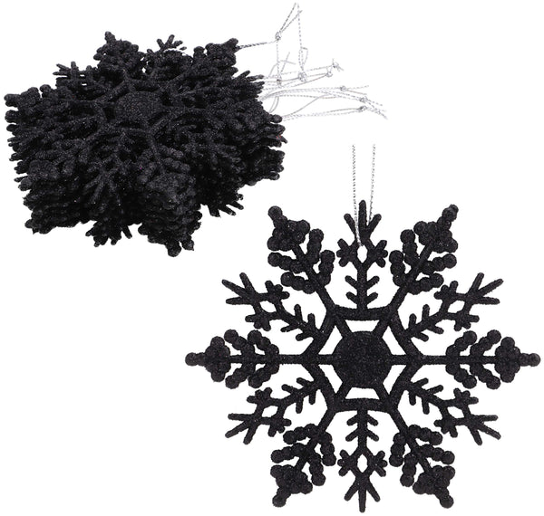 Christmas Concepts® Pack of 12-10cm Glitter Snowflake Hanging Decorations - Christmas Decorations (Black) - Gift Guide