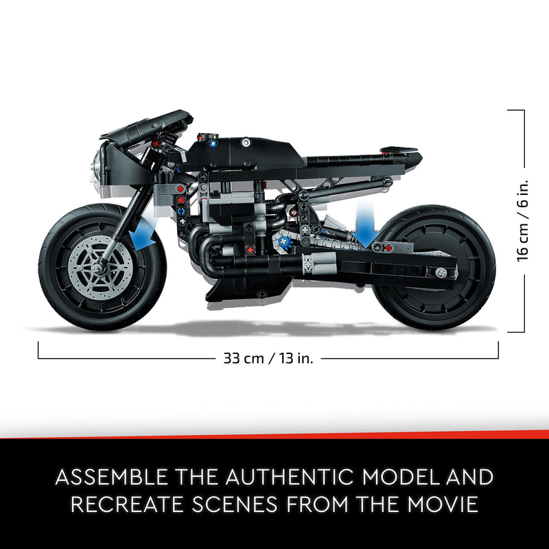 LEGO Technic THE BATMAN – BATCYCLE Set, Collectible Toy Motorbike, Scale Model Building Kit of the Iconic Super Hero Bike from 2022 Movie 42155