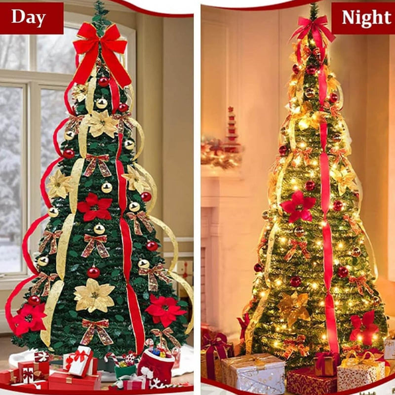 4ft Collapsible Christmas Tree, Fully Decorated Christmas Tree with Lights Collapsible Pop up, Christmas Tree with Ornaments Ribbon and Bow for Christmas Xmas Holiday Party Decorations (Multicolor) - Gift Guide