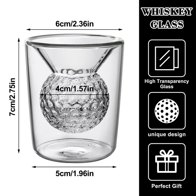 Golf Gifts for Mens Golfers, Whiskey Glasses with Golf Ball Shape Embedded Unique Rum Golf Glass Novelty Wine Glasses Perfect Drinking Accessory and Home Bar Party Game Birthday Golf Gift