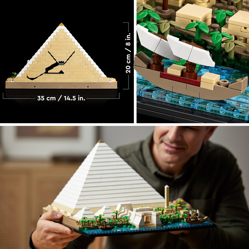 LEGO Architecture Great Pyramid of Giza Set, Home Decor Model Building Kit, Gift Idea for Adults, Men, Women, Mum, Dad, Creative Activity, Famous Landmarks Collection 21058