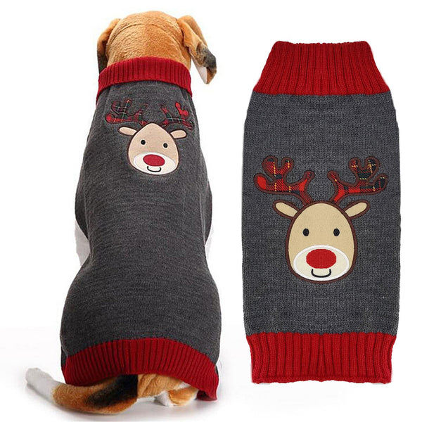 ABRRLO Dog Christmas Jumper Outfits Grey Reindeer Ugly Xmas Pet Sweater Puppy Cat Holiday Costume New Year Clothes Gift for Small Medium Large Dogs (Grey Reindeer,L) - Gift Guide