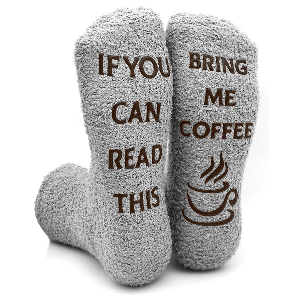 Bring Me Funny Fuzzy Socks Novelty Calender Birthday Valantine Gift for Women Wife Daughter Girlfriend, Coffee Socks, for 5-14