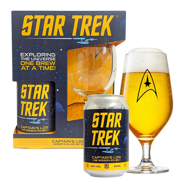 Star Trek Beer Gifts for Men - Captain Ipa Beer 320ml & Branded Chalice Beer Glass. Beer Gift Set for Christmas Gifts,Stocking Fillers, Birthday Gifts for Men, Dad Gifts - Gift Guide