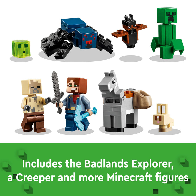 LEGO Minecraft The Badlands Mineshaft Video-Game Toy for 8 Plus Year Old Boys & Girls, Includes Explorer, Creeper and Spider Figures for Independent Play, Birthday Gift for Kids 21263