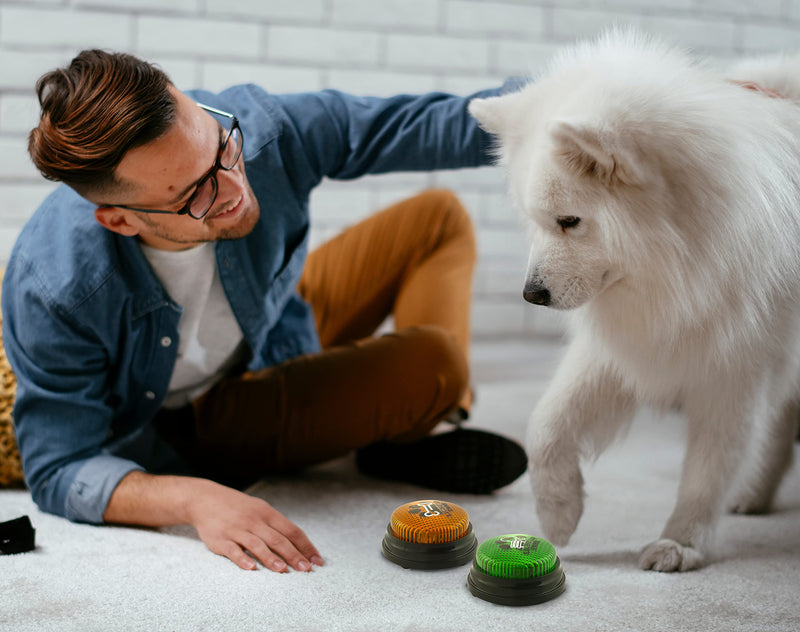 LightUp Paws - LED Recordable Training Buttons for Dogs, Puppy & Pets. Free Stickers. Train Your Dog Easily To Press Buzzers And Voice What They Want To Do. The Perfect Present For Your Pet - Gift Guide