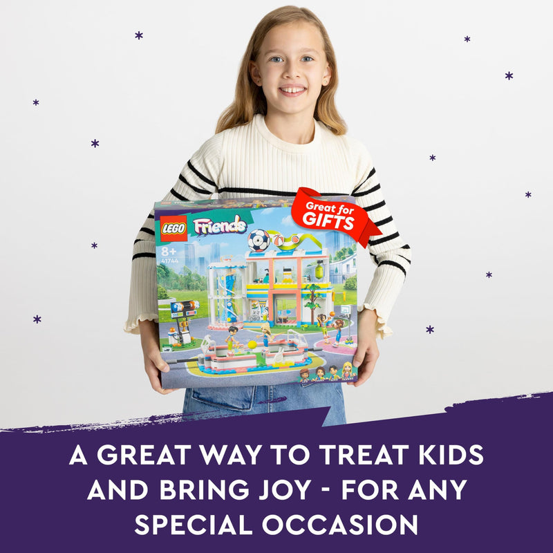 LEGO Friends Sports Centre Building Toy with Football, Basketball and Tennis Games To Play plus Climbing Wall and 4 Mini-Dolls, Heartlake City Gift for Kids Age 8 Plus 41744