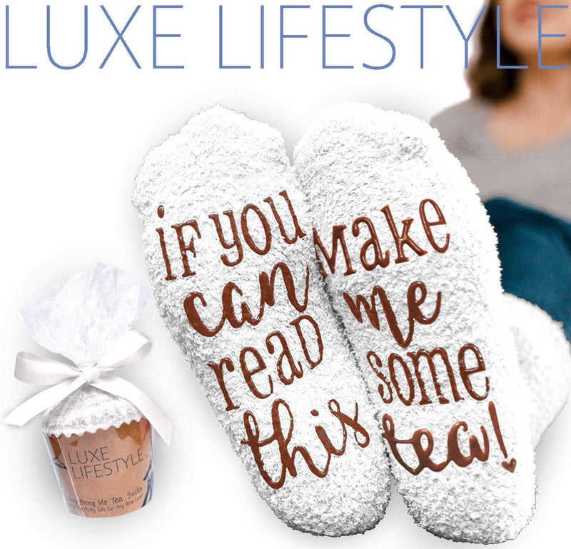 LUXE LIFESTYLE Gifts for Her - Funny “If You Can Read This Bring Me Some Tea!” Cupcake Socks - Birthday Gifts for Women