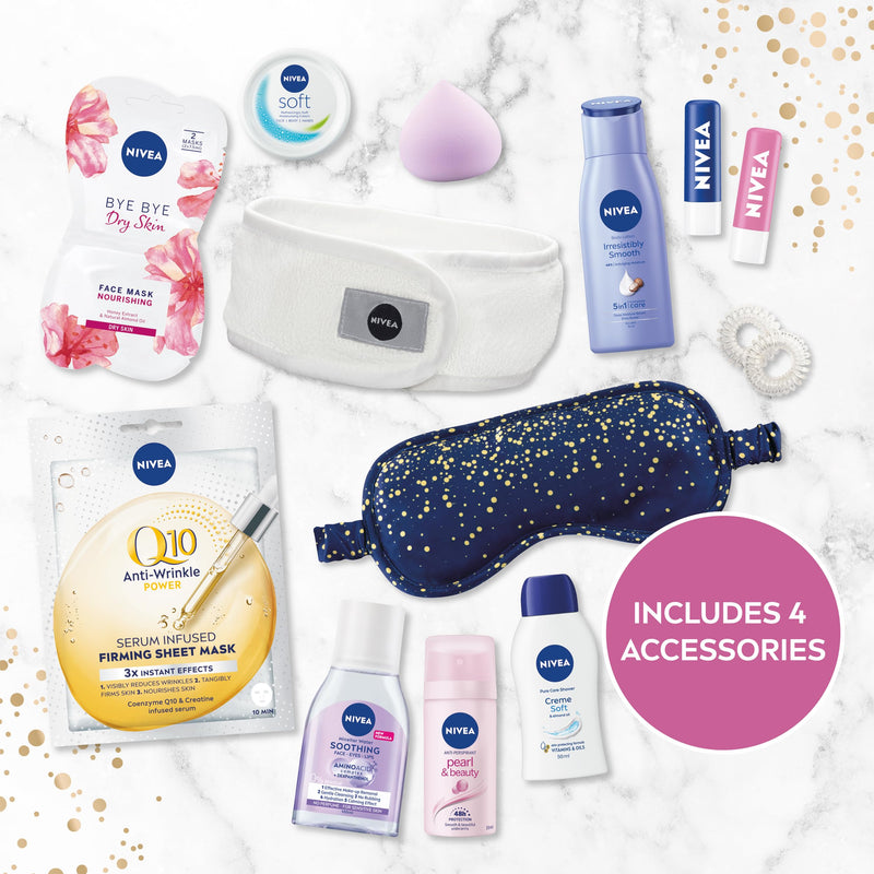 NIVEA Advent Calendar 2024, Women's Gift Set Includes Moisturiser, Face Masks, Lip Balms, Body Cream, Shower Gel, Anti-Perspirant, and More, Complete Skincare Set - Gift Guide