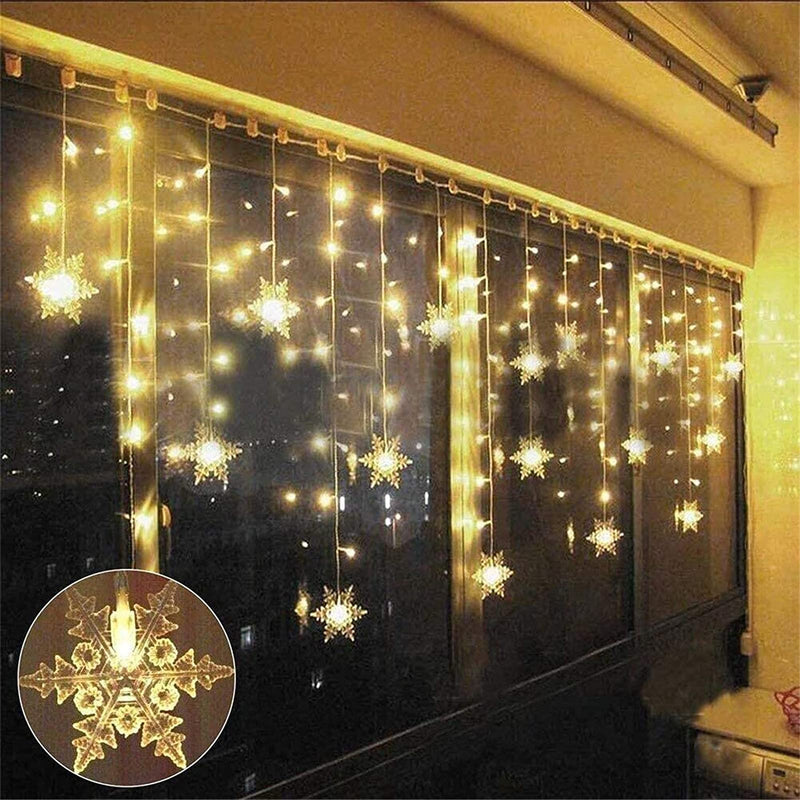OAICIA LED Curtain String Lights, 96 LED 3.5M Fairy Snowflake Lights, Christmas Lights 4 Flashing Modes,Waterproof Light for Christmas Window, Garden, Party, Patio Decoration - Gift Guide