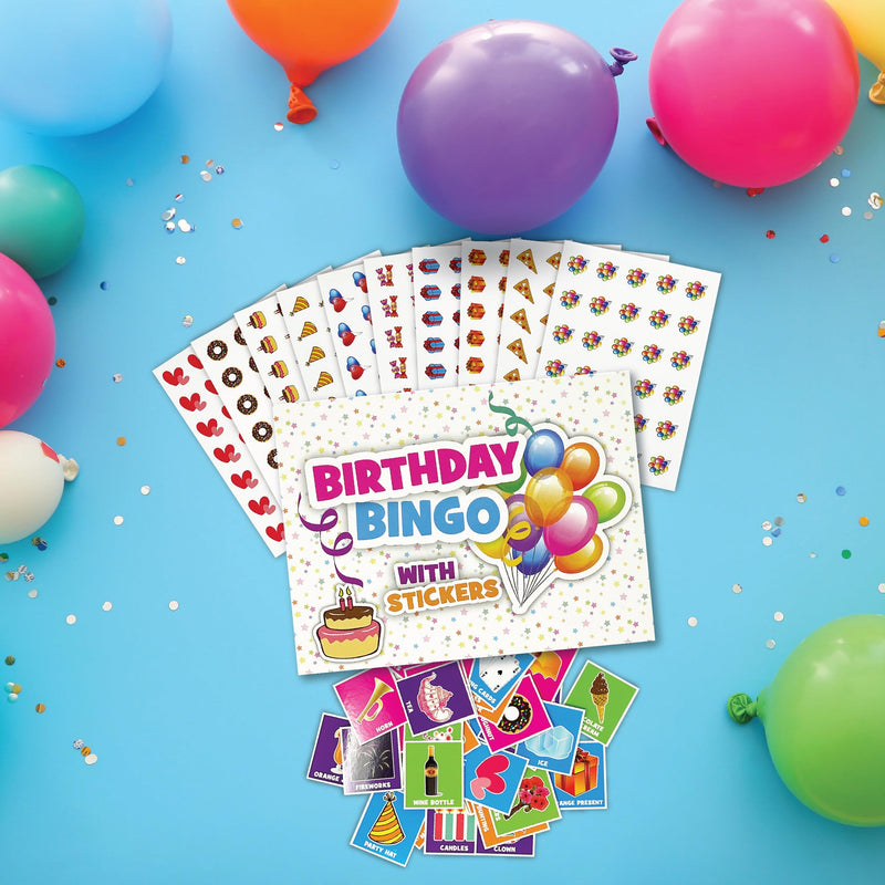 Birthday Bingo Party Game for Children Adults - Premium Quality Bingo Calling Cards Pre-Cut for up to 40 Games and Winner Certificates - Party Favour Supplies, School Classroom Games, Family Activity