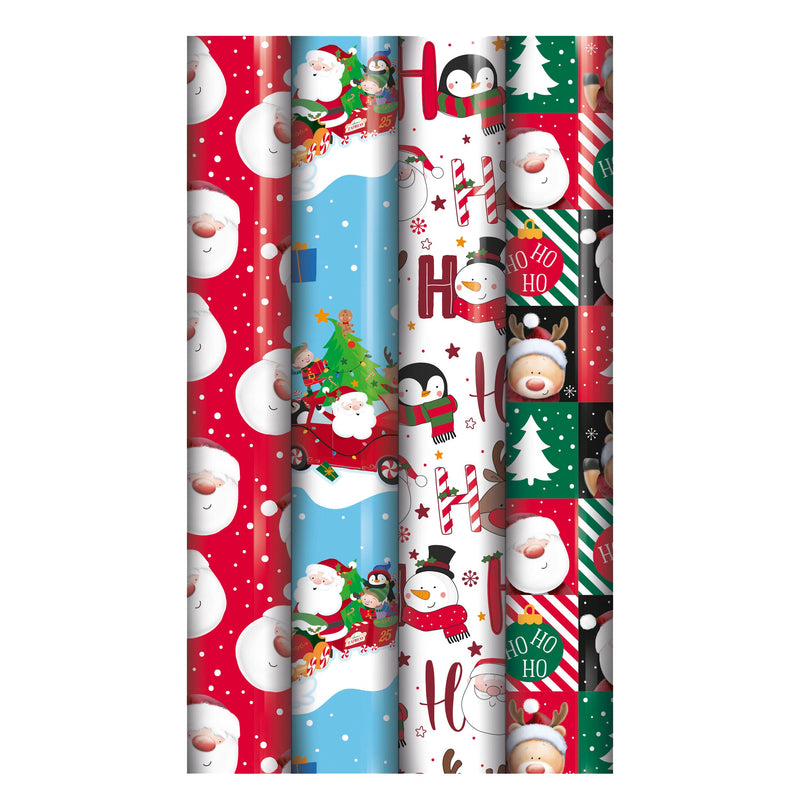 4 x 7M Cute Christmas Character Gift Wrapping Paper roll With 32 Matching Tag -Perfect for Christmas, Birthday, Festival, Party or Wedding Gift and Festive Decoration - Gift Guide