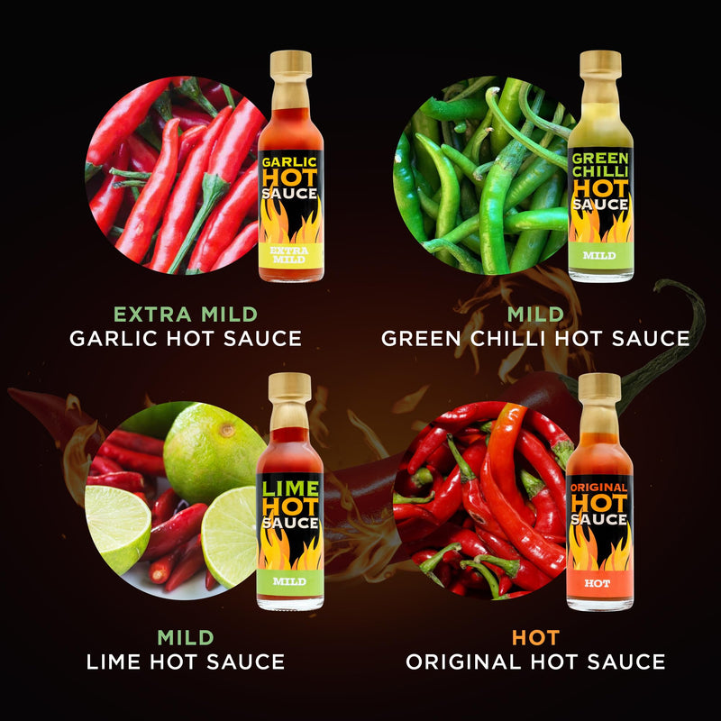 Hot Sauce Gift Set - Chilli Sauce Selection 8 Pack Including Sriracha, Tabasco, Naga and More Spicy Challenge Food Gifts for Men, Unique Mens Gift Set, Boyfriend, Dad Gifts for Birthday, Fathers Day - Gift Guide