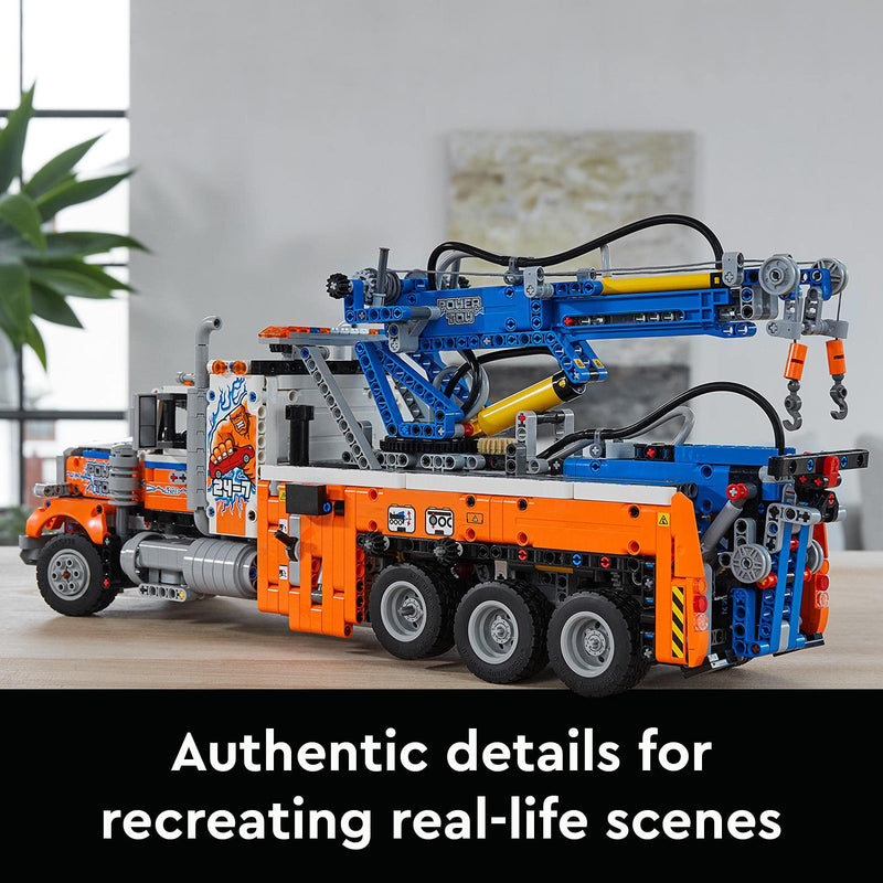 LEGO 42128 Technic Heavy-Duty Tow Truck with Crane Toy for Boys & Girls with mechanical Functions, Model Building Set, Engineering for Kids Series