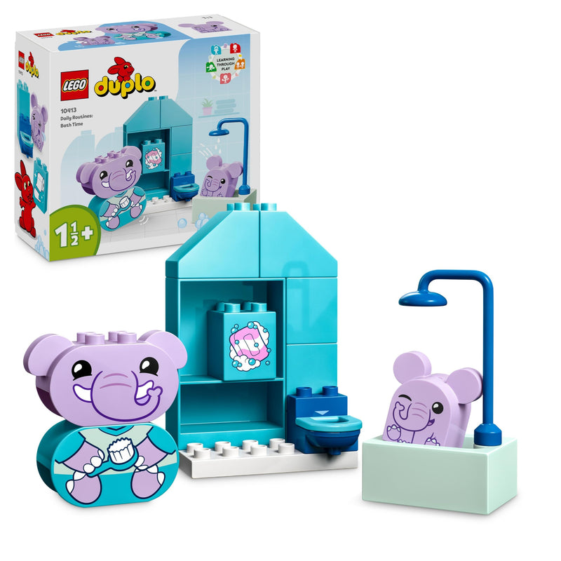 LEGO DUPLO My First Daily Routines: Bath Time Playset, Toddler Learning Toys for Girls & Boys 18 Months Plus, with 2 Elephant Toy Animal Figures, Helps Preschool Kids Role-Play Potty Training 10413