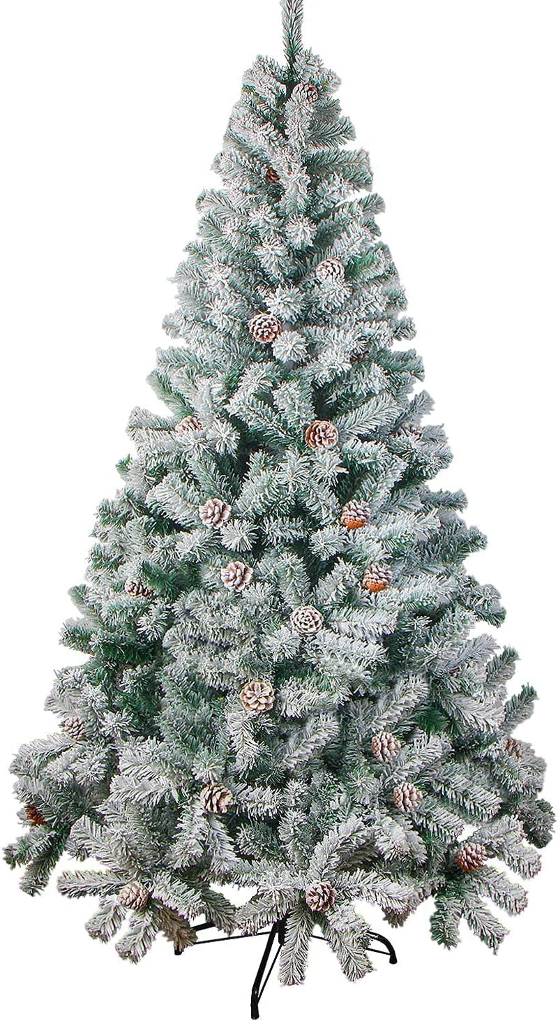 LOKIPA Snow Flocked Christmas tree,6ft Artificial Christmas Tree with Pine Cones and 700 Flocked Tips for Christmas Decorations - Gift Guide