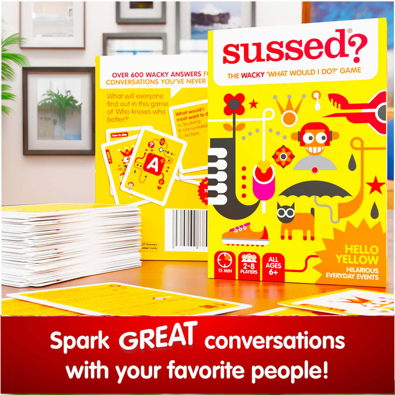 SUSSED The Wacky Social Card Game | How Well Do You Know Each Other? | For Kids & Families | Great Stocking Filler Hello Yellow Deck - Gift Guide