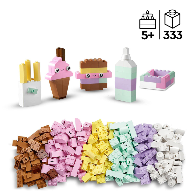 LEGO Classic Creative Pastel Fun Bricks Box, Building Toys for Kids, Girls, Boys Aged 5 Plus with Models; Ice Cream, Dinosaur, Cat & More, Creative Learning Gift 11028