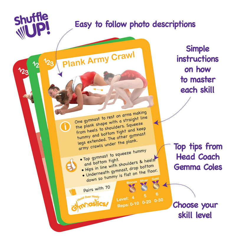 Shuffle Up Gymnastics Games - Family Games with 70+ Fun & Active Fitness Workout Cards for Kids, Gymnastics Equipment for Kids, Gymnastics Gifts for Girls & Boys - Gift Guide