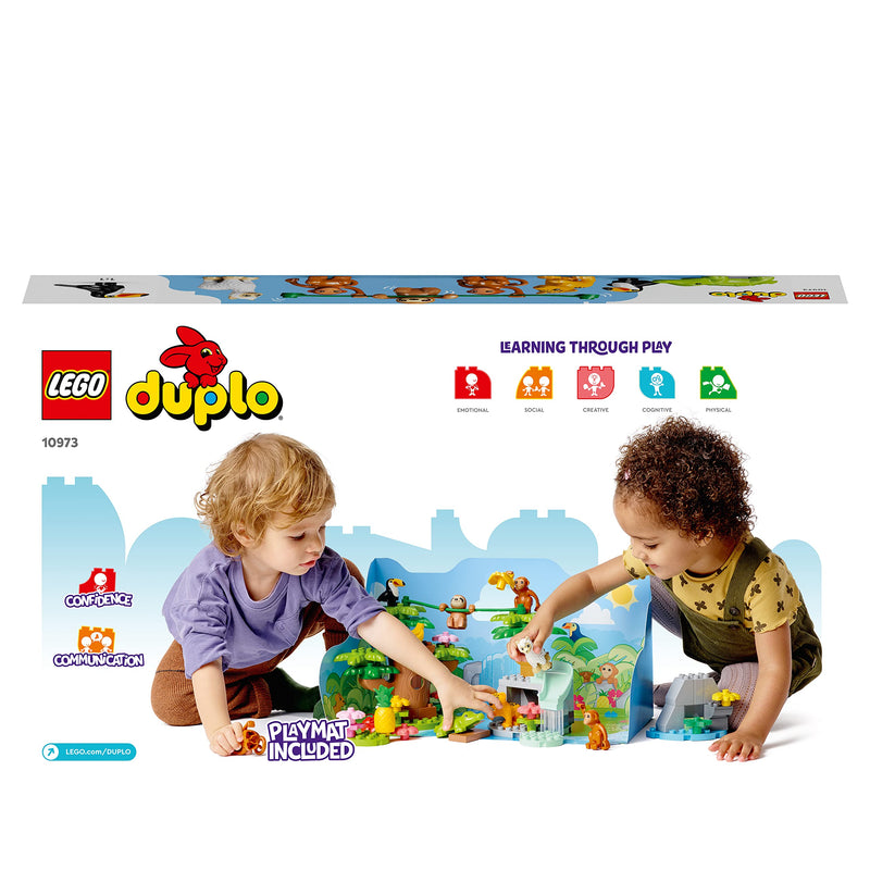 LEGO 10973 DUPLO Wild Animals of South America Set, Early Learning Toys for Toddlers, Girls & Boys Aged 2 Plus with 7 Toy Animal Figures & Jungle Playmat