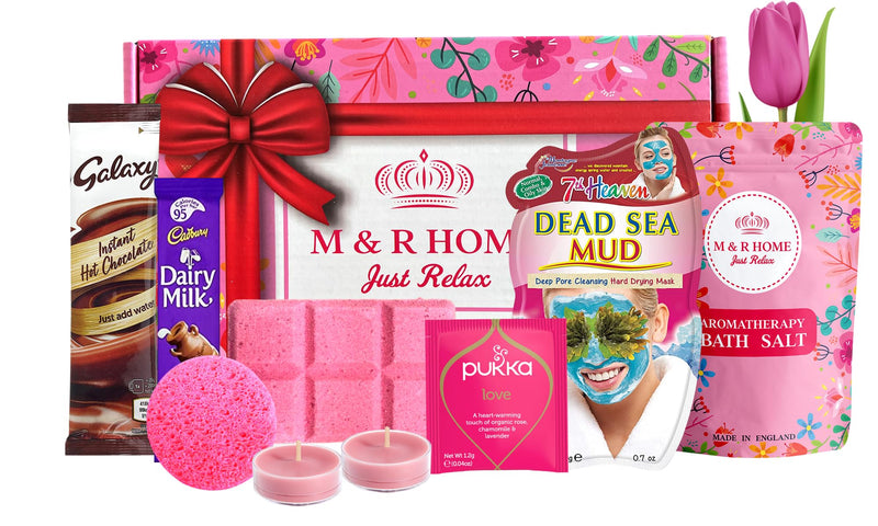 Pamper Gifts for Women, Self Care Package Relaxation Spa Gifts for Her, Hug in a Box Birthday Hampers for Women, Made in UK (Pink)