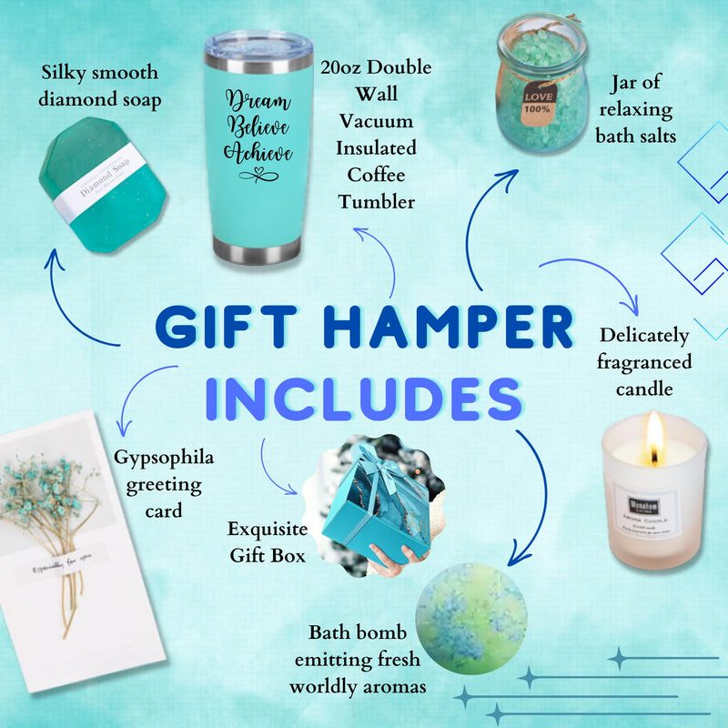 SABR Aqua Gift Set for Women (9 items) - Pamper Gifts for Women Birthday gifts for women Self Care Bath Sets gift for her Baby shower gifts leaving gifts Ladies gifts Thank you gifts for women