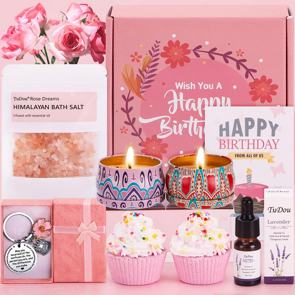 Birthday Pamper Gifts for Women, Happy Birthday Hampers Relaxation Self Care Package for Her, Birthday Presents Gift box for Women Best Friends Mum Sister Auntie Wife, Ladies Birthday Box Gift Ideas