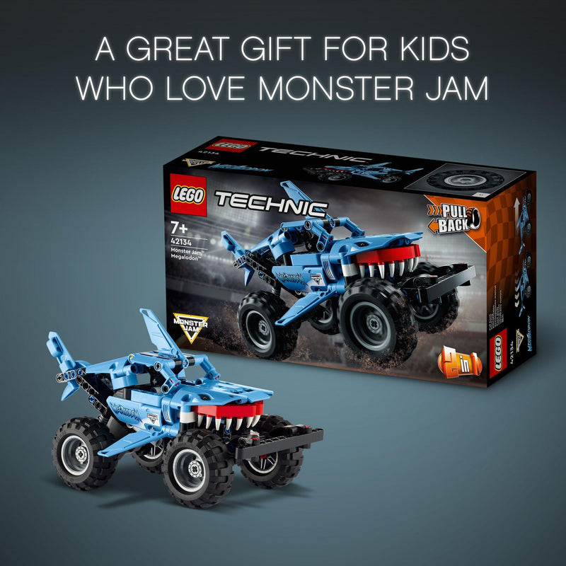 LEGO Technic Monster Jam Megalodon 42134 Model Building Kit; A 2-in-1 Build for Kids Who Love Monster Truck Toys; Kids Will Love Racing This Cool Shark Vehicle; for Ages 7+ (260 Pieces)