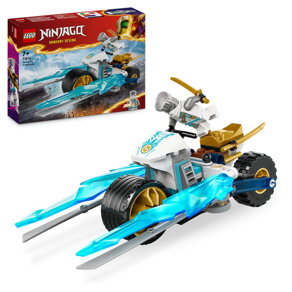 LEGO NINJAGO Zane’s Ice Motorcycle Toy for 7 Plus Year Old Boys & Girls, Dragons Rising Motorbike Set with a Zane Character Minifigure, Ninja Adventure Playset, Small Vehicle Gift for Kids 71816