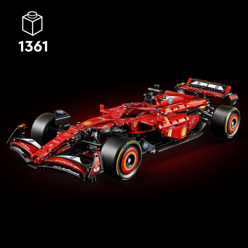 LEGO Technic Ferrari SF-24 F1 Car Model - Collectible Formula 1 Set with 1:8 Scale V6 Engine, Gear Box, Steering & DRS - Gift Idea for Adult & Teenage Racing Fans 42207