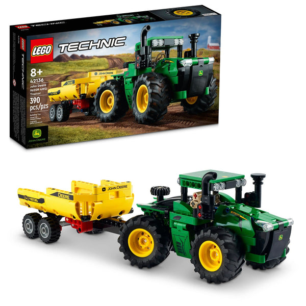 LEGO Technic John Deere 9620R 4WD Tractor Toy with Tipping Trailer, Classic Style Farm Toys for Kids, Boys & Girls 8 Plus Years Old, Collectible Model Building Set 42136