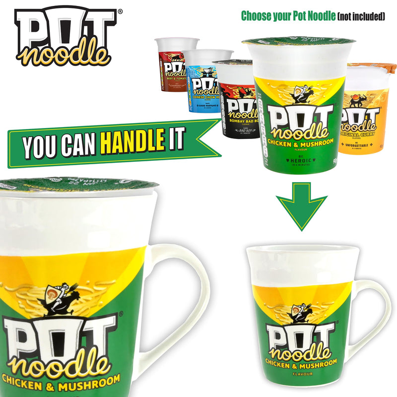 Kimm & Miller Pot Noodle Spinning Fork & Mug Gift Set - Funny Novelty Gifts for Men, Women, Teens & Students - Chicken and Mushroom Design